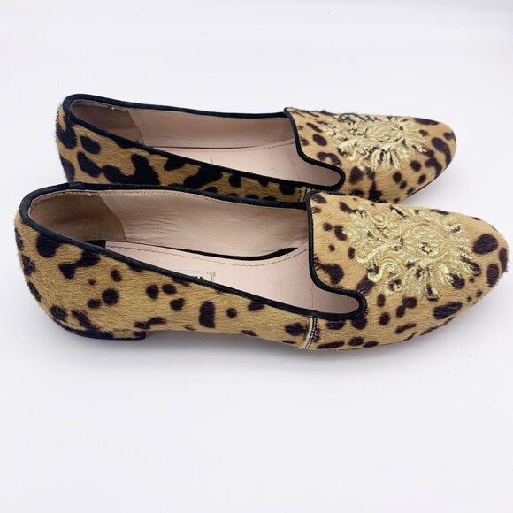 Miu Miu Leopard Print Crest Smoking Flat Calf Hair Size 36 / 6 - Picture 6 of 9